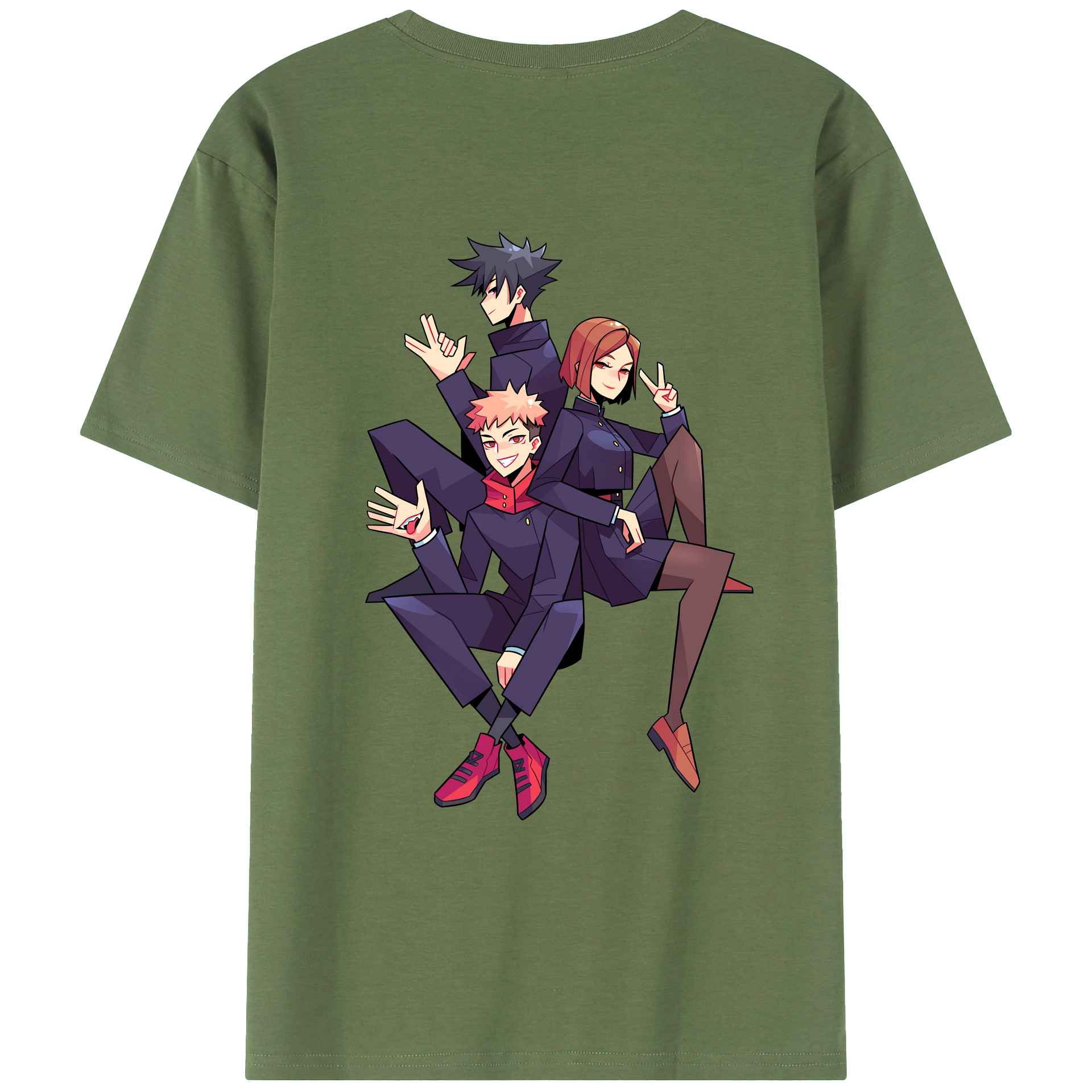 （画像用） 呪術廻戦 Jujutsu Kaisen 綿100％ メンズ半袖Tシャツ（バックプリント） 通気性